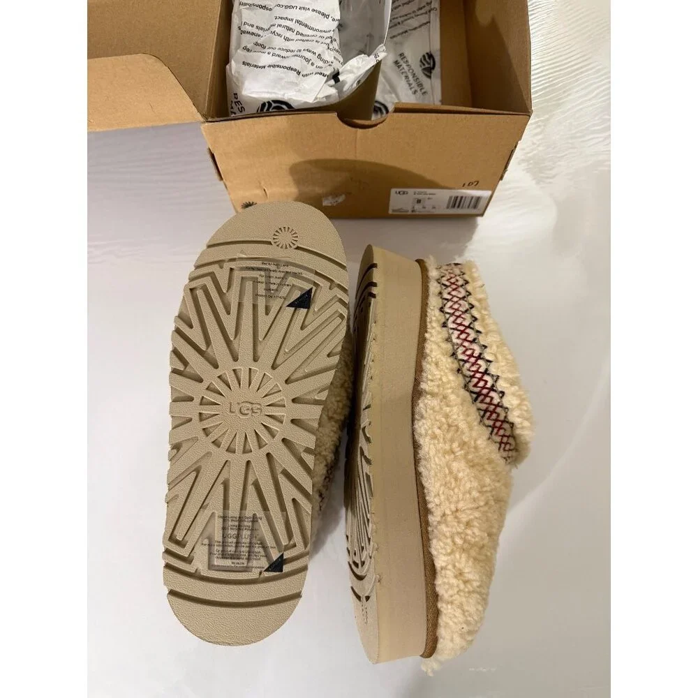 NWB Ugg Taz Braid Heritage Slippers / Color - Natural / Size 8 - Picture 4 of 8